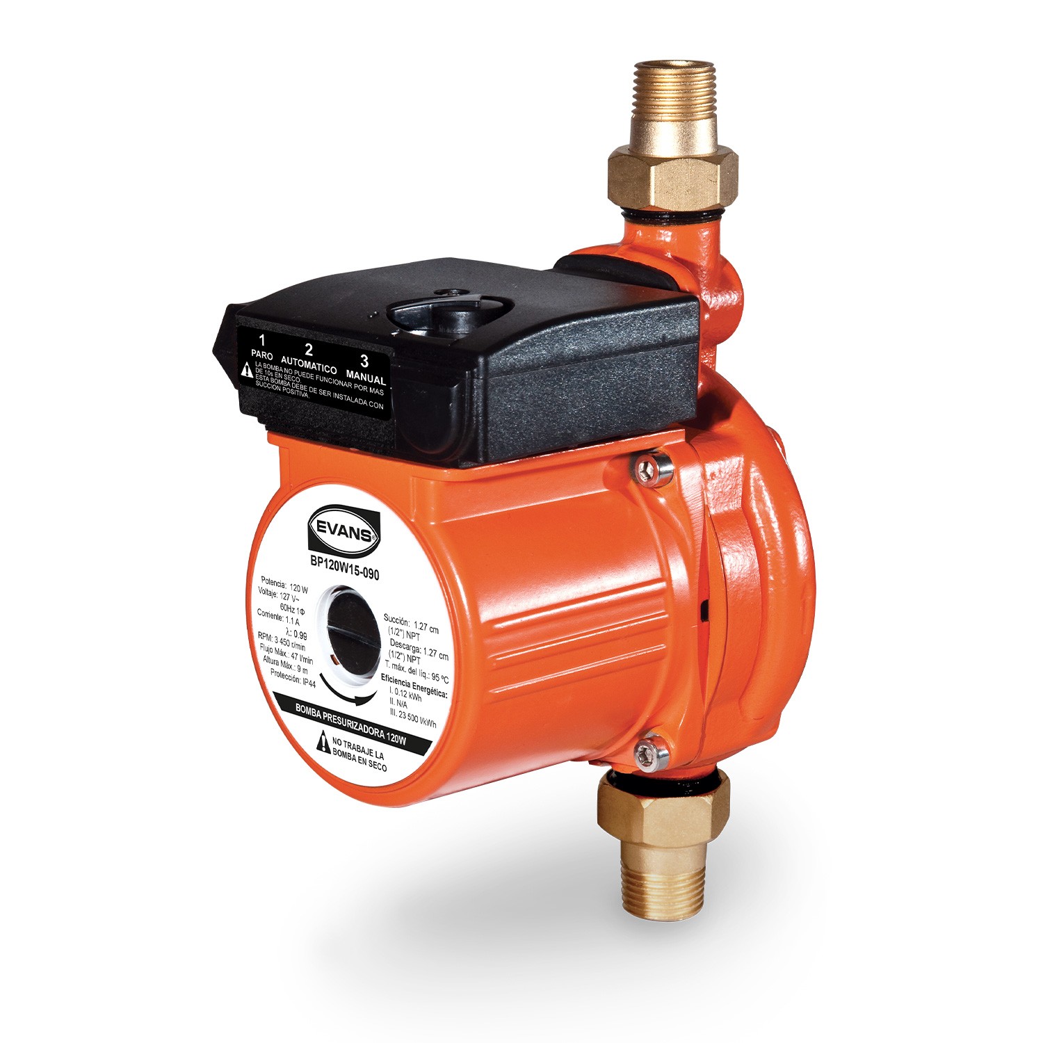 Bombas_de_Superficie_EVANS_BP120W15_090_1L_45 Bomba Presurizadora De 120 W Y 1/2 Succión Y Descarga - Imagen 1