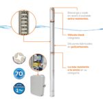 Bomba sumergible monofásica para pozo profundo 4", 70 GPM, descarga de 2", 3 HP. 220V SD470ME300G3 - Imagen 3