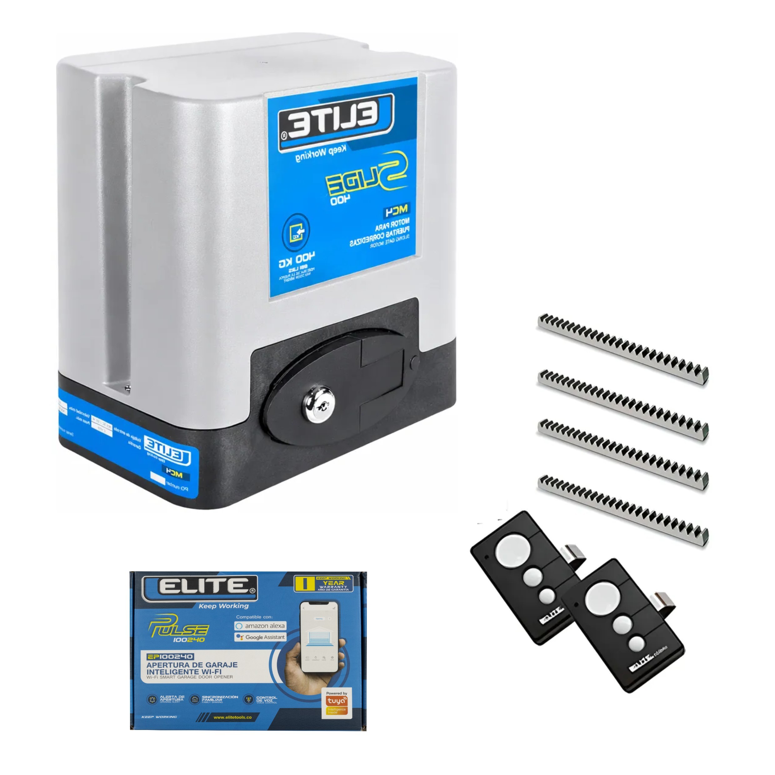 MC4 Wifi Motor para puerta corrediza 400 Kg ELITE MC4 + Módulo O Sistema Wifi Universal Para Motores Elite Compatible Con Tuya, Amazon Alexa Y Google Assistant - Imagen 1